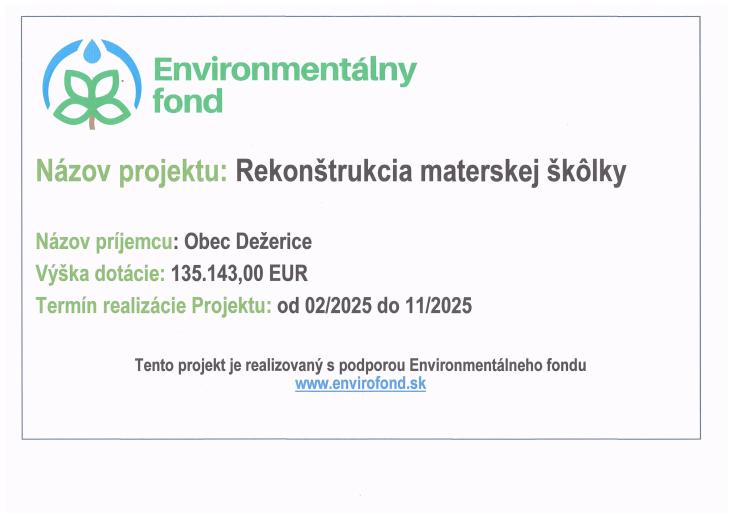 Projekt: Rekonštrukcia materskej škôlky